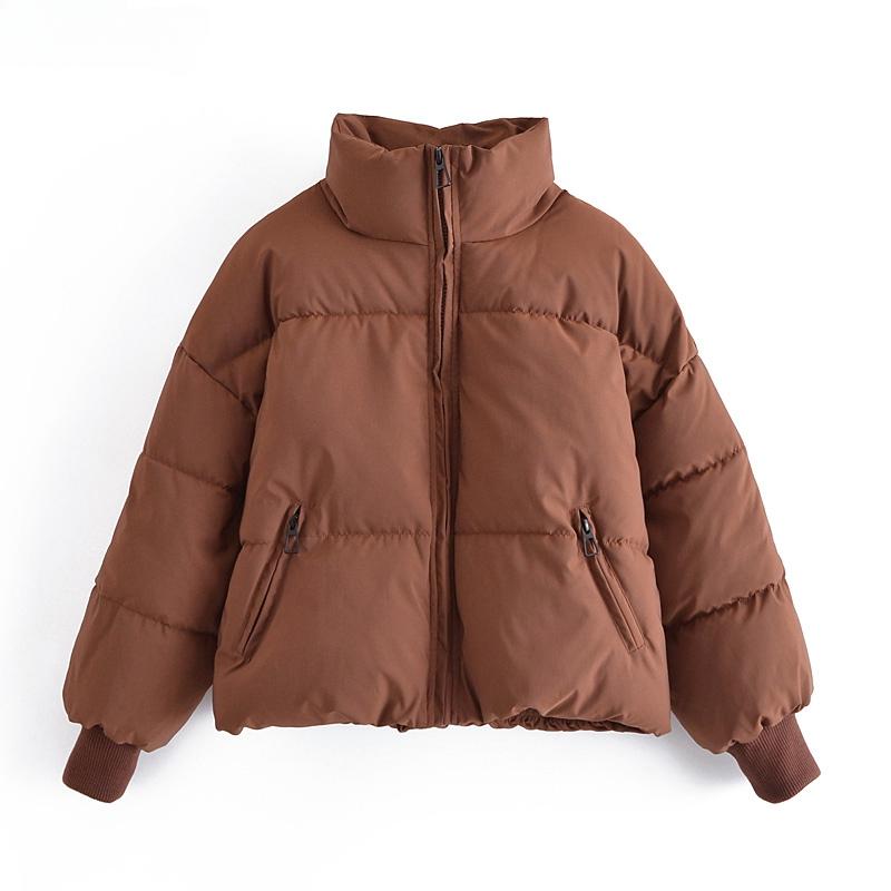 Женские однотонные парки больших размеров цвета хаки — фото 12