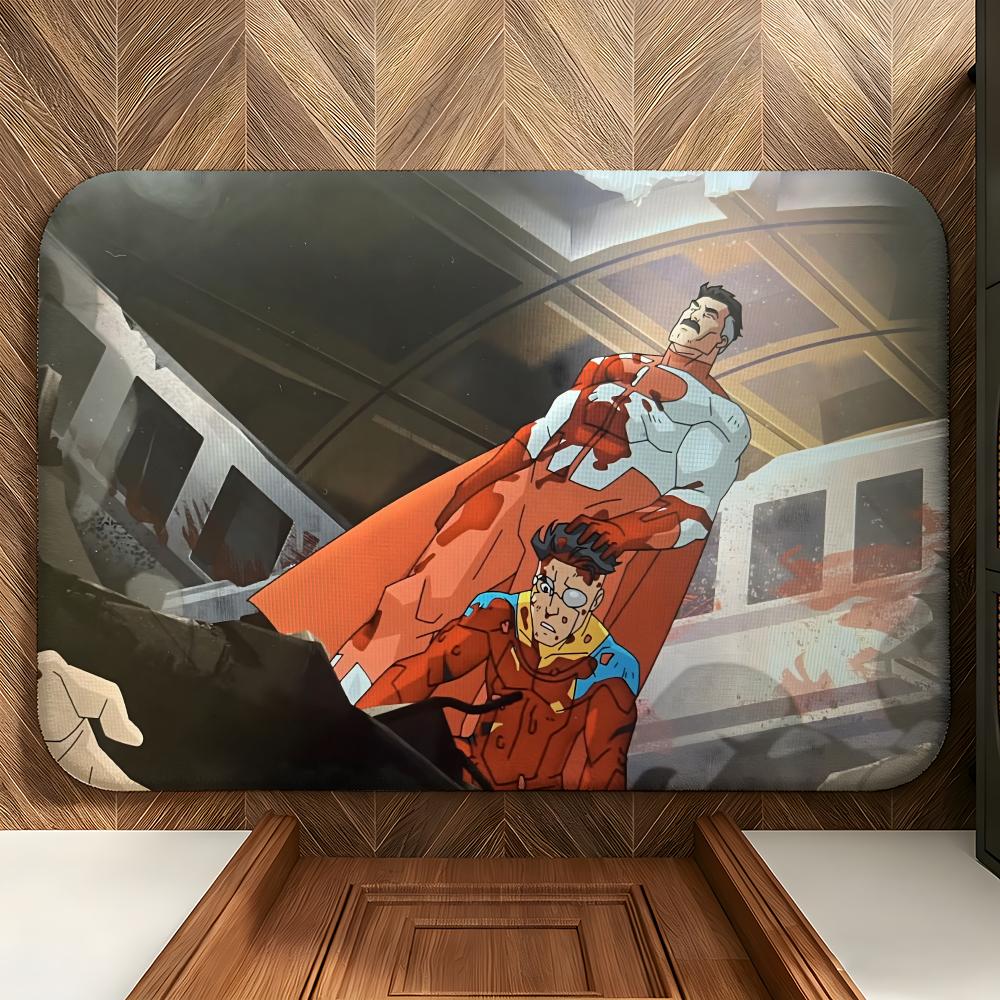 Animation I-Invincible H-Hero Floor Mat Soft Flannel Floor Mat Suitable for Entryways, Living Rooms, Bedrooms, and Bathrooms