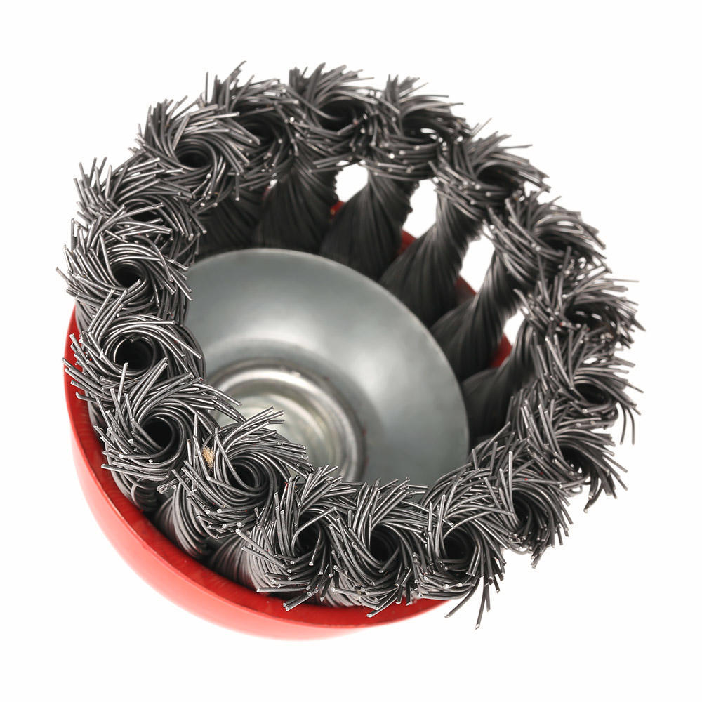 75mm 3 Inch Crimped Wire Cup Brush Knotted Cup Brush with Steel Wire for Angle Grinder Maximum 12500rpm for Rust Paint