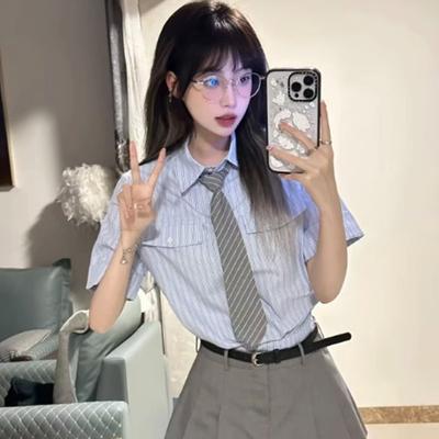 Uniform Striped Ties for Senior High School Girl Uniform Pre-tied Preepy Look Adjustable Neck Ties Photo Props