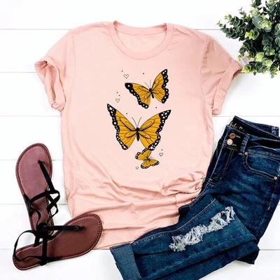 (Asiatische Größe)T-Shirt Top Kleidung Schmetterling Stil Schöner Trend 90er Jahre Casual Kurzarm Frauen Print Lady Fashion T-Shirt Weiblich Grafik T-Shirt