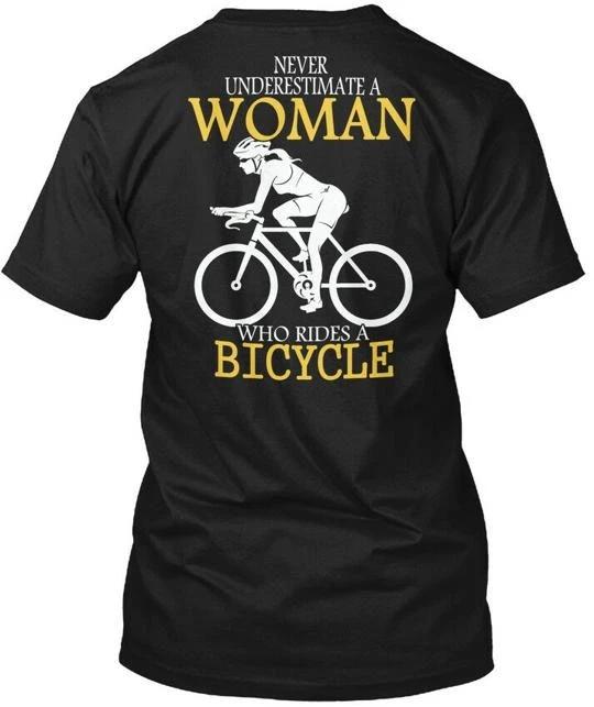 Woman Bicycle Rider Never Underestimate A Who Rides T shirt Made in USA S to 5XL S