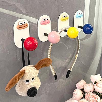 Cartoon Bathroom Hook Home Storage Hook Self-adhesive Wall Holder Coat Hat Hanger Colorful Storage Hanger Home Decor