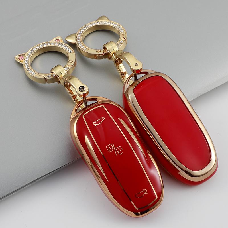 TPU Full Protect Key Cover Key Case for Tesla Model S Model 3 Model X Model Y Car Key Shell Keychain