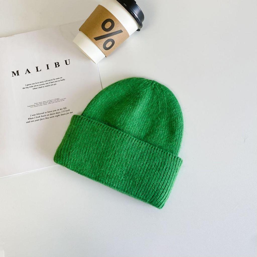 Korean Style Thickened Knit Hats for Women, Ear Protection, Large Fit, Face-Slimming, Warm, In Stock
