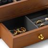 Oirlv Wooden Watch Case X07302 3-Watch Capacity 2-Tier Drawer Storage Necklaces Rings Portable