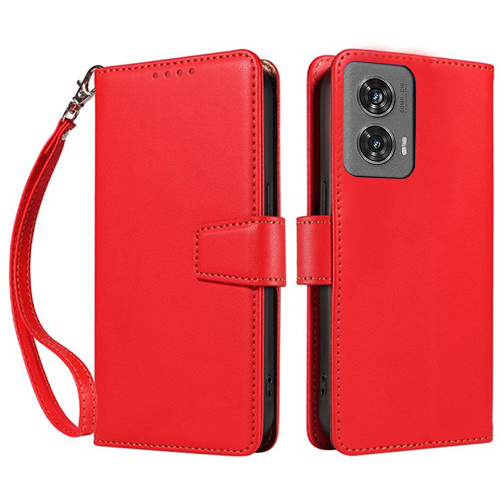 For Motorola Edge 50 Fusion 5G Case RFID Blocking Leather Wallet Flip Phone Cover with Wrist Strap