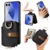 Fashion Zipper Ring Holder Cards Solt Wallet Leather Case for Samsung Galaxy Z Flip 8 7 6 5 4 3 Shockproof Portable Slim Cover