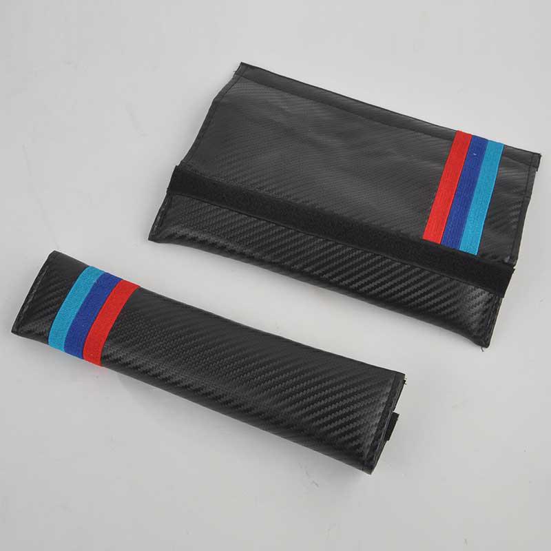 1pc ///M Color Carbon Fiber Car Seat Belt Pad Cover Shoulder Cushion for BMW