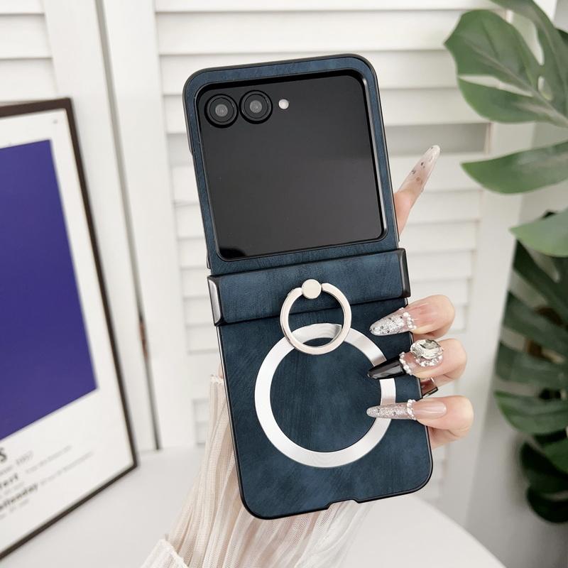 

Складной чехол из однотонной кожи с магнитным креплением для Motorola Razr 60 50 Ultra 40 Ultra с беспроводной зарядкой, ударопрочный, тонкий, жесткий, с кольцом-держателем из ПК, 3 шт., чехол для телефона Motorola Razr 60 синий