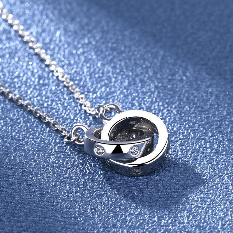 925 Silver Necklace For Women Round Pendent Sparkling Pave CZ Necklace Fashion Anniversary Birthday Jewelry Gifts N755