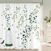 Nordic Minimalist Art Printing Shower Curtain, Waterproof Fabric Flower And Leaf Bird Pattern Bathroom Curtain For Bathtub Decor