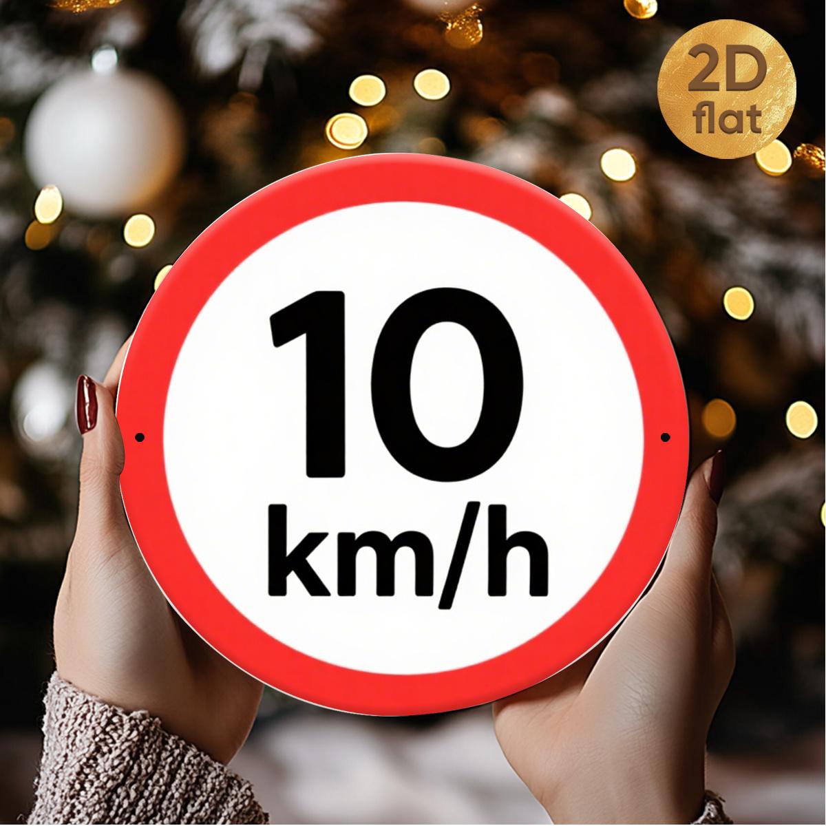 Metal Sign kmh Speed Limit Retro Red Decorative Wall Art for Home Office School 20x20cm(8x8inch)