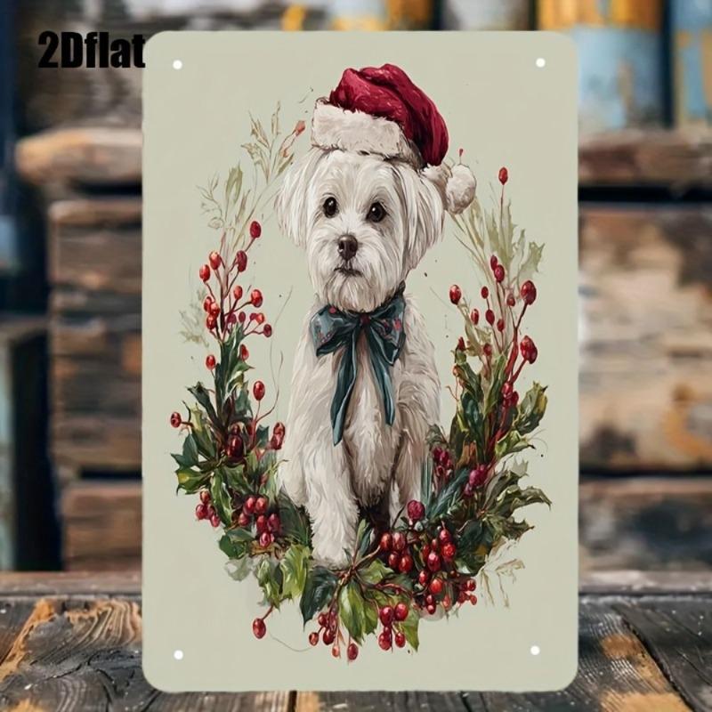 Vintage Merry Christmas Metal Sign, Retro Holiday Wall Decor 20x30cm