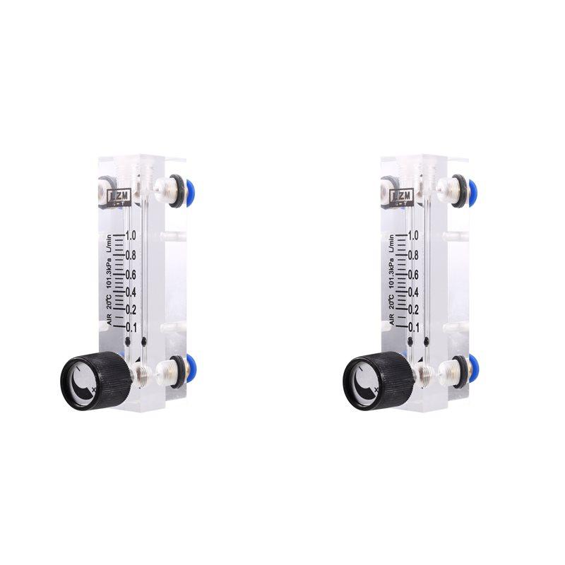 A58Z 2X 4T 0.1-1L/MIN Acrylic Variable Area Flow Meter Adjustable Panel Mount Gas Rotameter Air Flow Rate Controller
