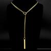 Lariat Stick Pendant Necklace for Women Stainless Steel Gold Color Simple O-Ring Sweater Choker Chian Y-Necklace Jewelry Gifts
