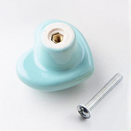 HUAMULAN 15PCS Glossy Ceramic Knobs Heart Shape Cabinet Dresser Pulls Door Handles Cupboard Wardrobe Drawer,3 Size Mounting Screws, Assorted Color