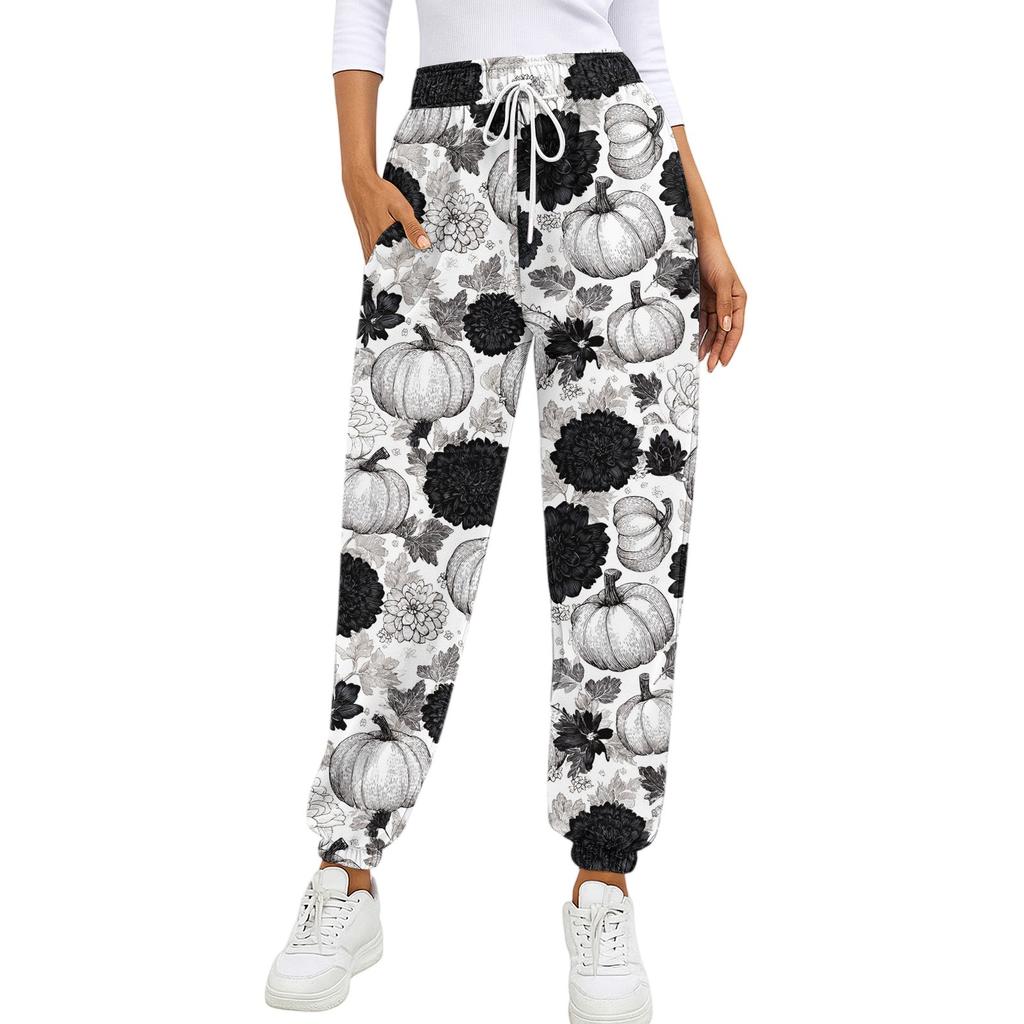 Dětské sportovní Halloweenské tištěné gradientní kalhoty s kapsami na stahovací šňůrku