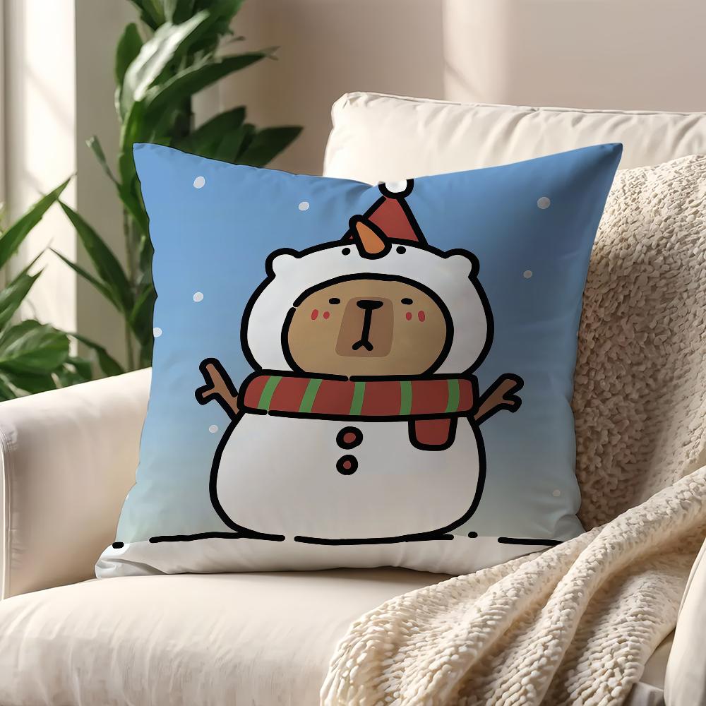Christmas Capibala Cute Cartoon cushion cover Pillow Cover Decoration Room Home Sofa living Office Car Nordic Simplicity