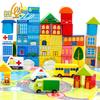 Wooden Maruzi 62-Piece City Traffic Building Blocks with Storage Bucket - Educational Toys for Children