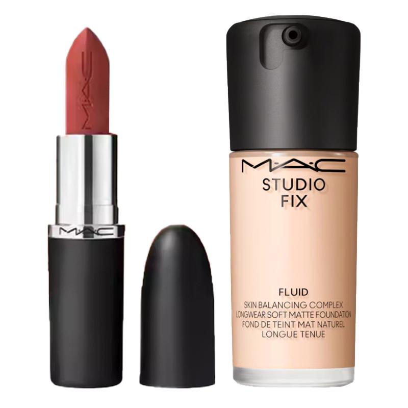 Mac Foundation & Lipstick Makeup Set #N12-#827
