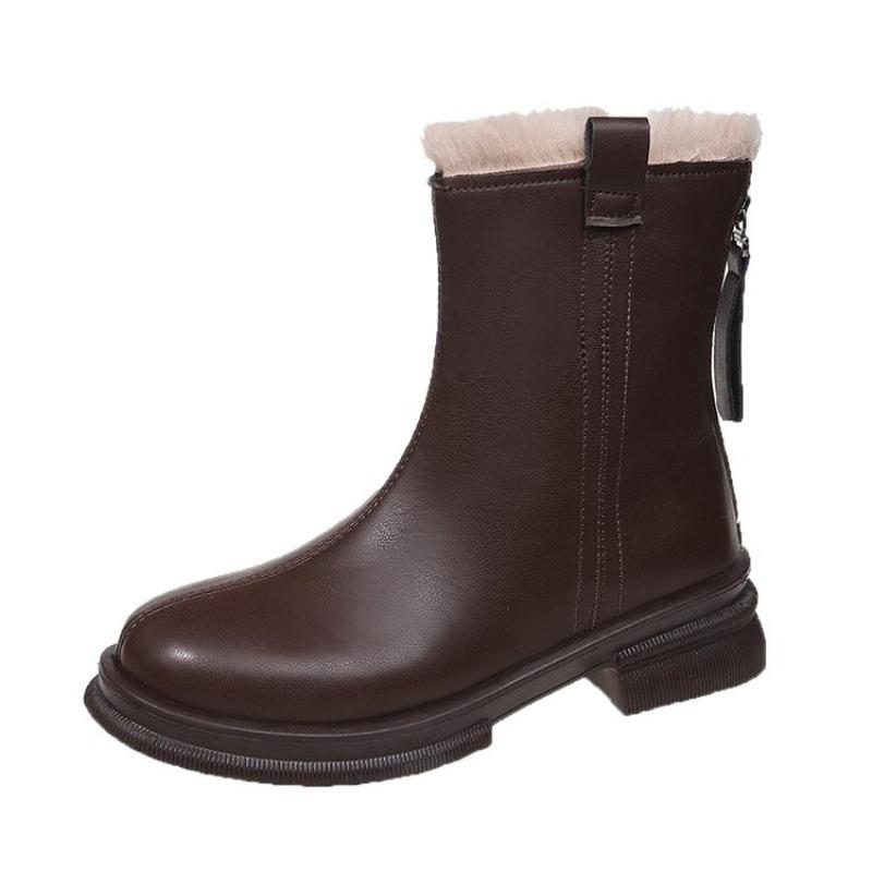 Brown Martin boots women's autumn and winter new velvet snow boots thickened cotton boots short boots