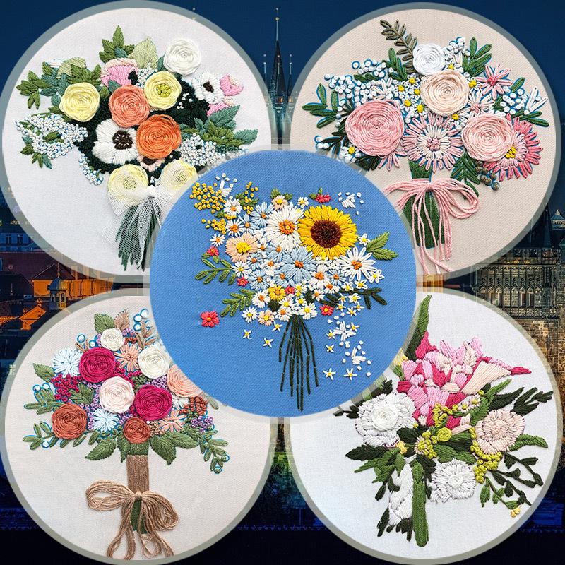 1pc Handmade Bouquet DIY Embroidery Beginner's Kit