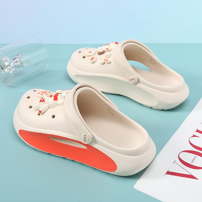 Сабо сандалии женские парные садовые туфли летние уличные шлепанцы черные белые минималистичные EVA резиновые уличные пляжные туфли 36 бежевый