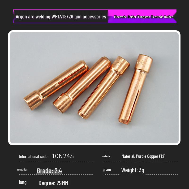 WP17/18/26 Argon Arc Welding Gun Tungsten Electrode Holder - High Conductivity, Thickened Purple Copper with High Temperature Resistance.
