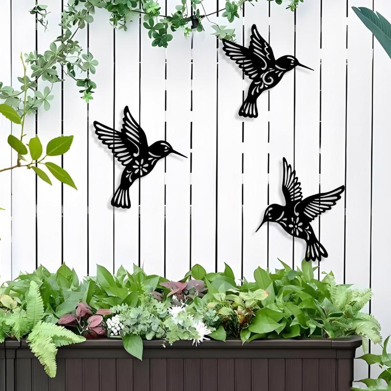 1Pc Metal Hummingbird Wall Decoration Hollow Out Iron Bird Sculpture Wall Hanging Figurines Ornament Home Decor