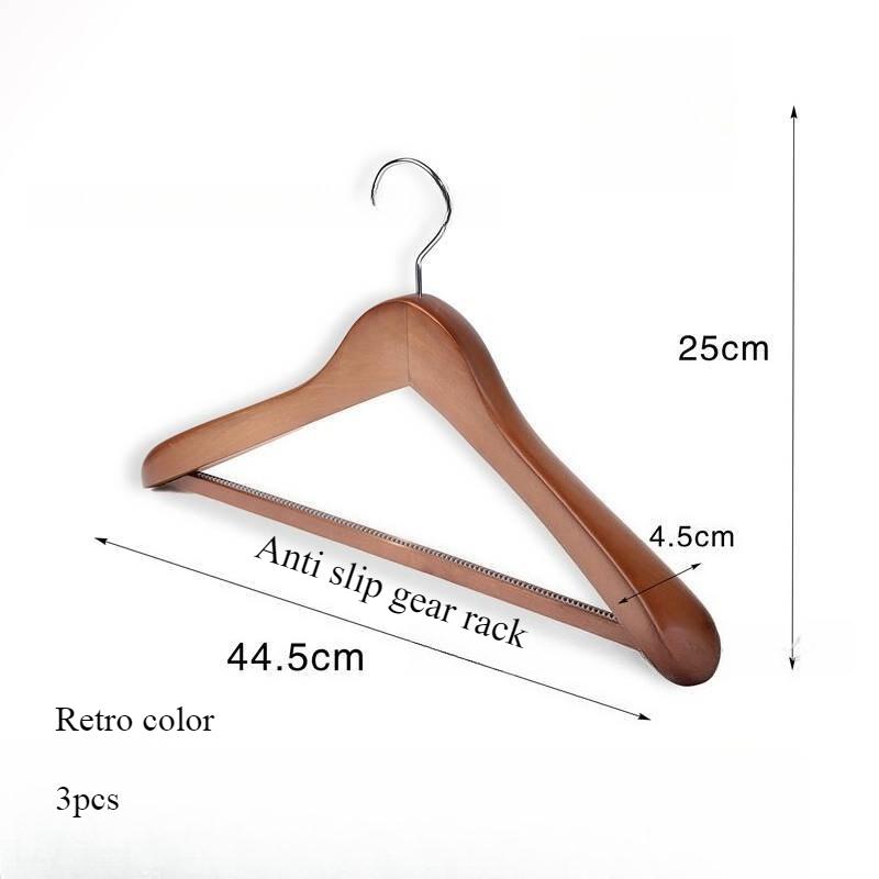 3pcs Non Slip Wide Shoulder Hanger Wooden Heavy Duty Strong Coat Hangers,Smooth Finish 360° Swivel Hook Solid Wood Hangers Shirt Suit Closet Organizer