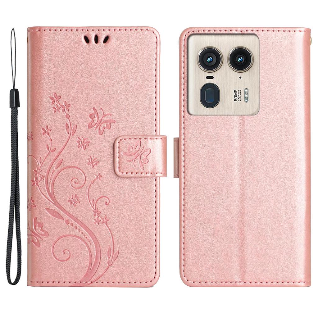 Für Motorola Edge 50 Ultra 5G/Moto X50 Ultra 5G Hülle Schmetterling Blume Lederhülle