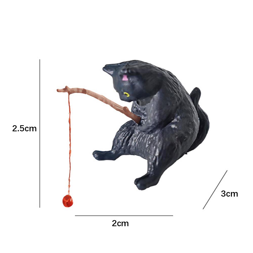 1/5pcs Cute Fishing Cat Ornaments Resin Fish Landscaping Mini Statue Cartoon Figurine Miniatures DIY Handcraft Home Decorations