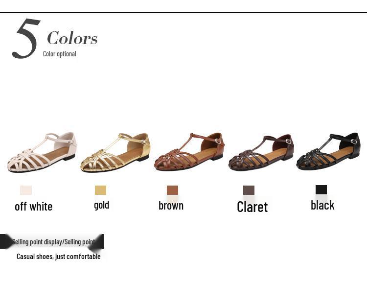2025 Damen Atmungsaktive Gewebte Flache Sandalen - Geschlossene Zehen, Ein Schnalle, Sommermode, Römischer Stil