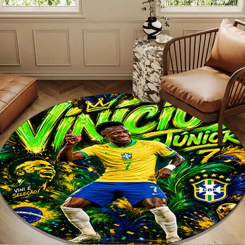 Brazilian Football Star Round Mat Home Decor, Chair Rug For livingroom,Bedroom, Doormat Home Decor Birthday Gift Christmas Gifts