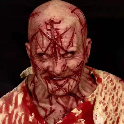 Nová maska ​​na jizvu z plešaté krve Horor Bloody Headgear 3D realistická lidská tvář Pokrývka hlavy Halloween Party Maska Halloween Cosplay Rekvizity