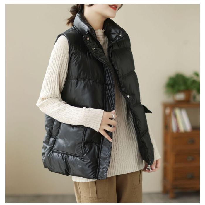 Imitation down cotton clothes vest autumn and winter new Korean version loose vest vest vest warm outside wearing vest jacket women
