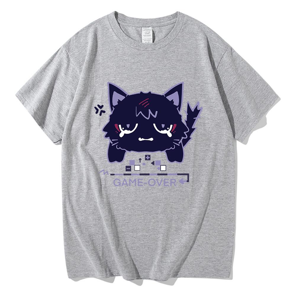 Genshin Impact Scaramouche Cat T Shirt Cute Fashion Men Aesthetic Graphic Wanderer Tshirt Unisex High Quality Cotton Tees Korea