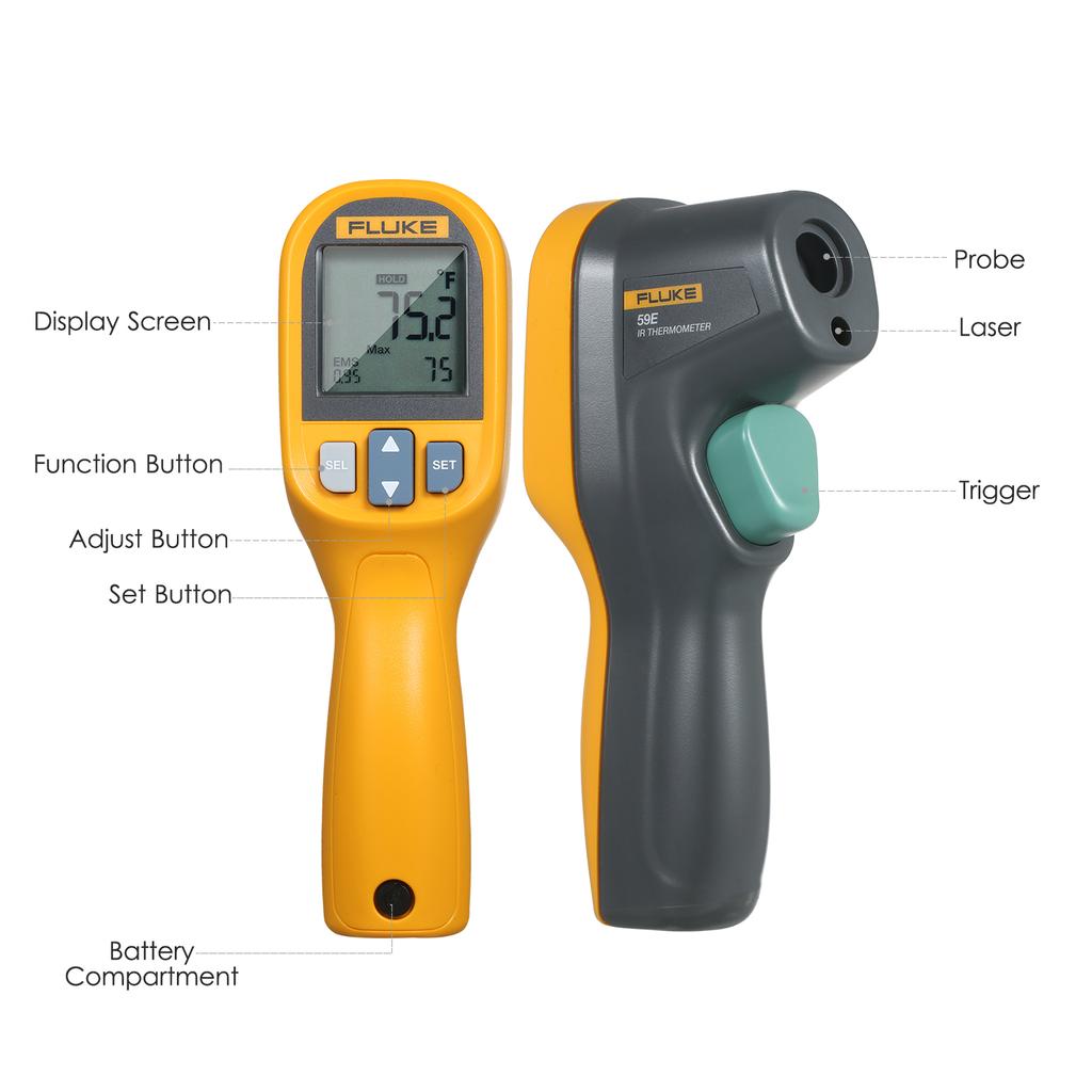 FLUKE 59E Infrared Thermometer Mini IR Thermometer Digital Handheld Temperature Tester 8:1 Laser