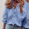 Elegant Women's Fashion Long Sleeve Solid Color Comfort Ruffle Blouse Shirt