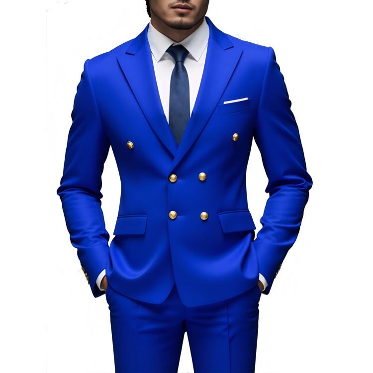 Fashion Men's Leisure Boutique Business Banquet Solid Color Wedding Double Breasted Slim Fit Suit Blazers Jacket