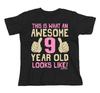 T-shirt 9ème Anniversaire Fille - Nom Personnalisé Message Génial Cadeau 9 Ans