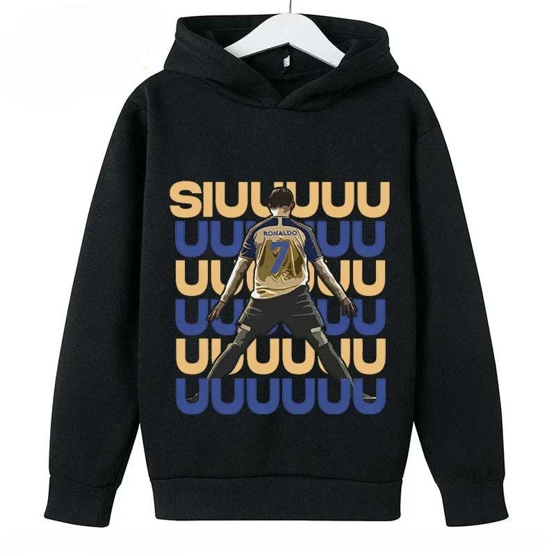 Frühling Herbst Lässiger Kinder-Hoodie Sport-Sweatshirt für Jungen und Mädchen Ronaldo Aufdruck Mode Kinder Pullover Top