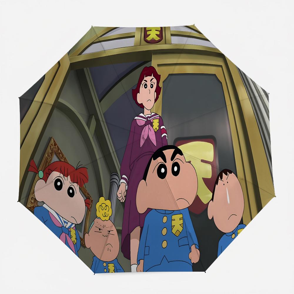 Crayon Shin-chan Shinnosuke Nohara, Kazama, Nene, Bo & Masao Serious Uniform Scene Print Folding Umbrella - Featuring Ornate Bui