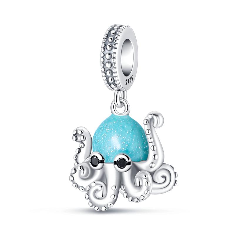 Copper Ocean World Series Sea Blue Turtle Starfish Crab Octopus Charms Bead Fit Bracelet Diy Jewelry Gift