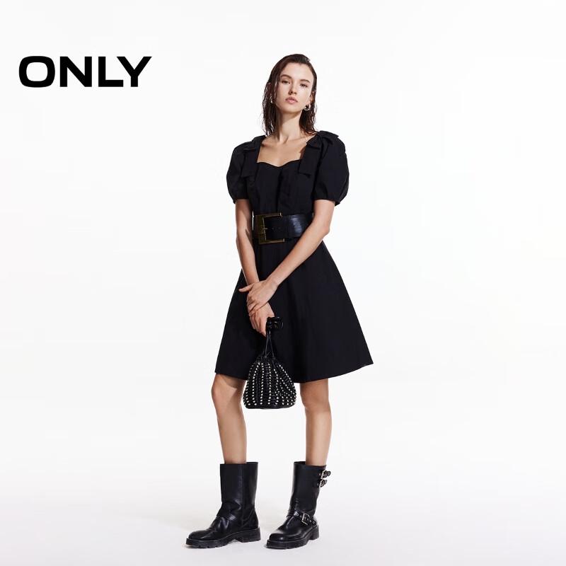 Only Women's 2025 Spring Retro Bowknot Puff Sleeve Short Dress