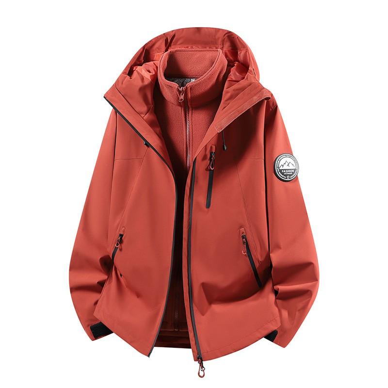 Men Women 3-in-1 Waterproof Windproof Hiking Jacket With Fleece Inner Layer Winter Outdoor Mountaineering