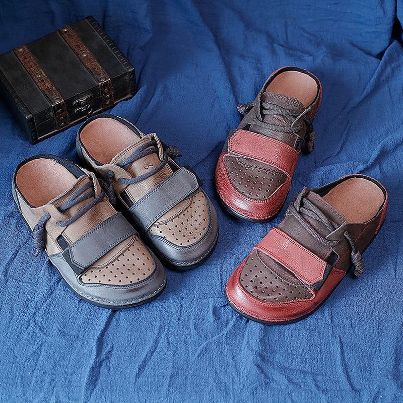 Women Summer Genuine Leather Outdoor Slippers