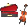 Wooden Miniature Violin with Stand, Bow and Case, Mini Musical Instrument, Dollhouse Model Miniature Home Decoration (3.15")