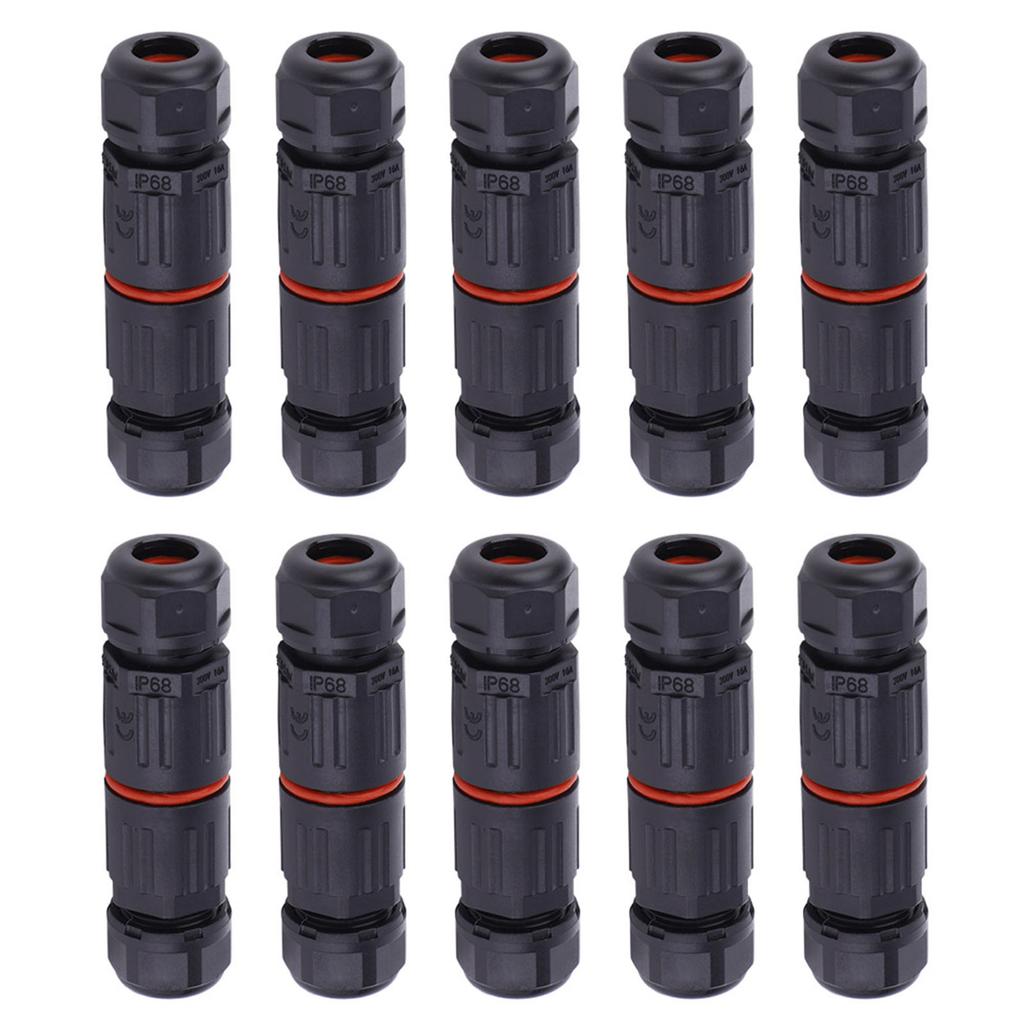 10PCS IP68 Waterproof Electrical Wire Cable 3Pin Connector Outdoor Plug Socket 0.5mm² 2.0mm²